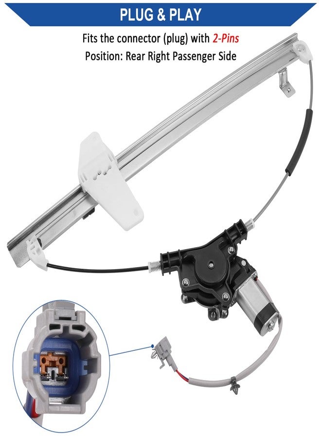 Obaee 748-981 Rear Right Passenger Side Power Window Motor and Regulator Assembly Compatible with Nissan Armada 2005-2015/ Nissan Titan 2004-2015/ Nissan Pathfinder Armada 2004, Replace OE 827207S000 - Image 3