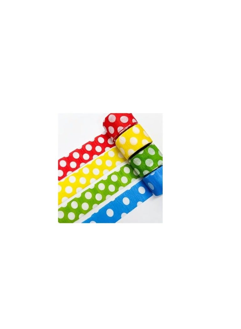 Terabyte Crepe Paper Unique Polka Dot (Pack of 2) 2inch x 90feet Red and Green - Image 1