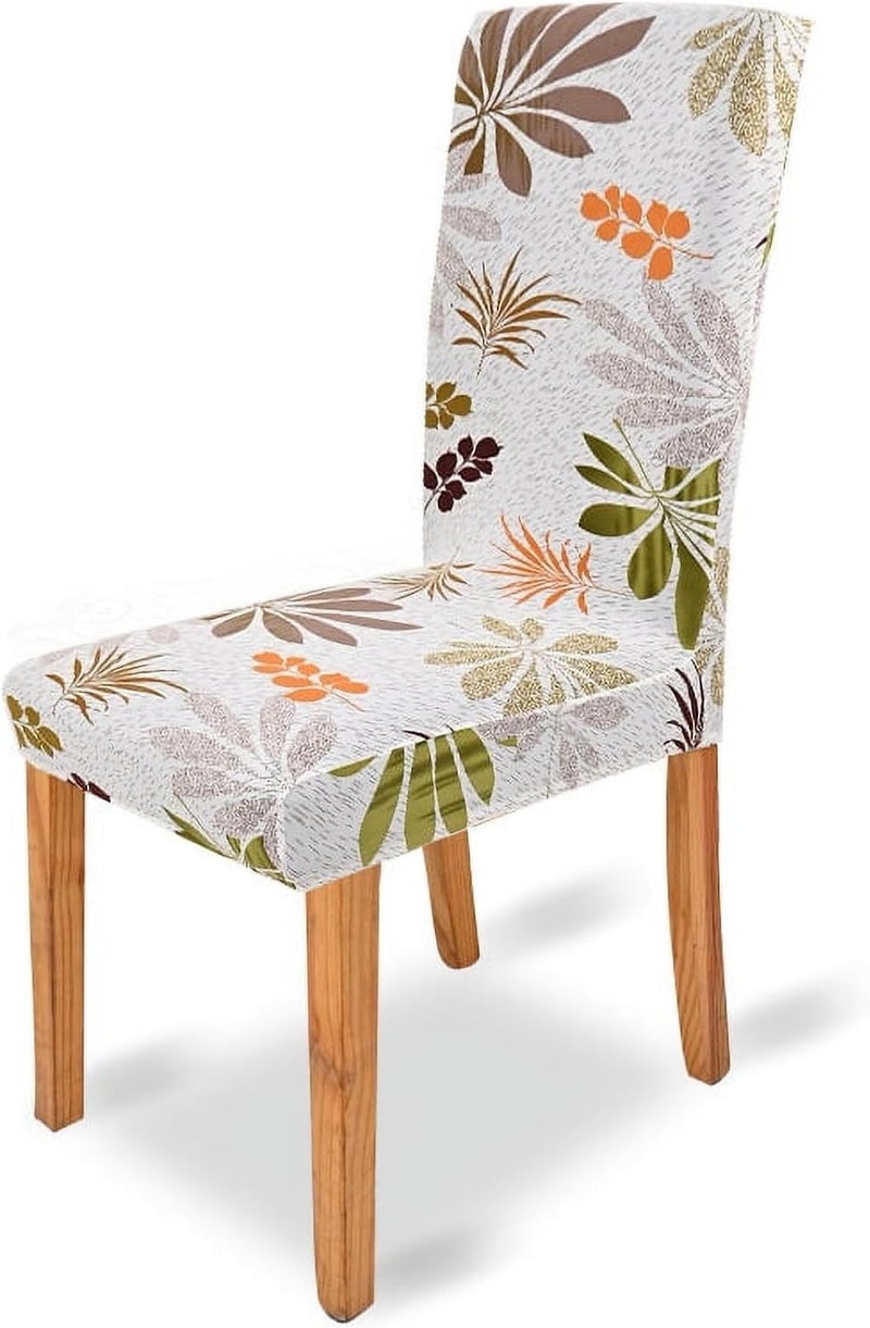 Stretch Printed Chair Cover Mid Back Living Room Dining Room Floral Decorative Chair Cover,4 Pack,Maple Leaf - Image 1