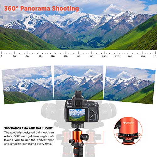 GEEKOTO 77’’ Tripod, Camera Tripod for DSLR, Compact Aluminum Tripod with 360 Degree Ball Head and 8kgs Load for Travel and Work - Image 3