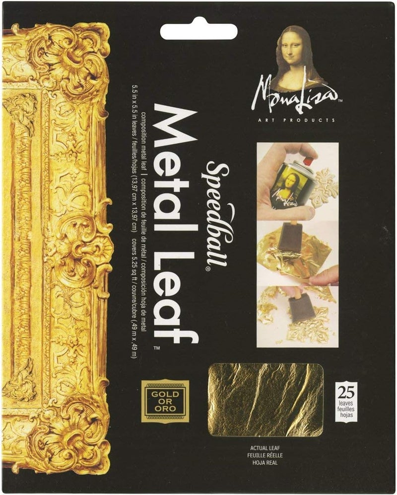 Speedball Mona Lisa Composition Metal Leaf - 25-Sheet Pack, 5.5-Inch x 5.5-Inch, Gold