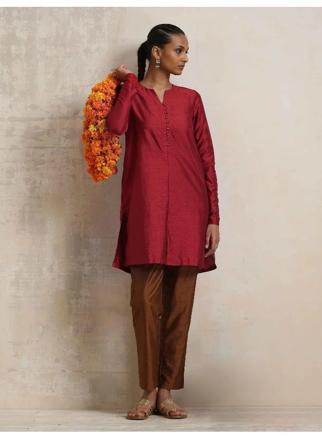 Red Silk Kurta Co-ord Set