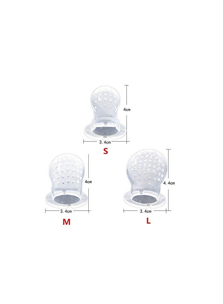 ORiTi Pack of 3 Nipples S M L Size with 1 Nibbler Fruit Feeder Pacifier Fresh Food Nibbler, Infant Fruit Teething Toy Nipple 100% Silicone BPA Free Food Grade Silicone Pouches for Toddlers - Image 3
