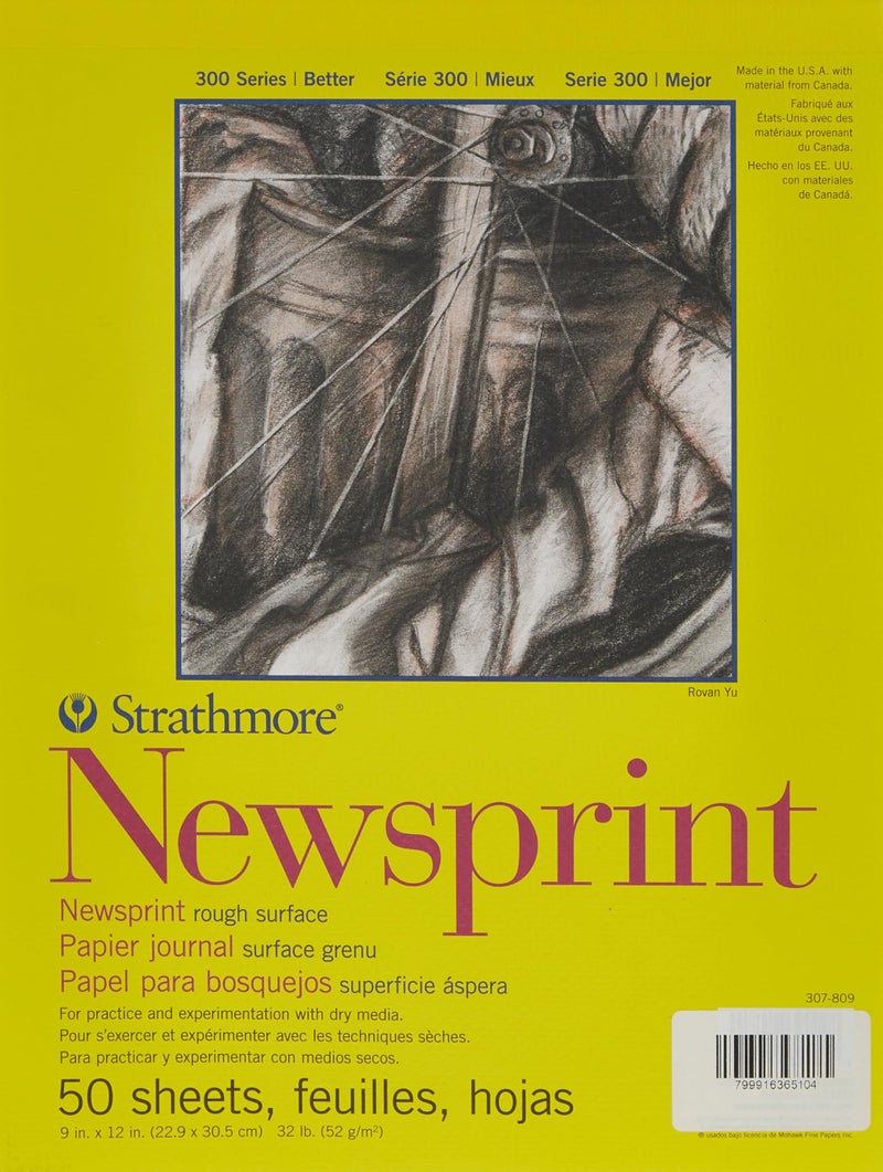 Strathmore STR-307-809 50 Sheet Rough Newsprint Pad, 9 by 12" - Image 1