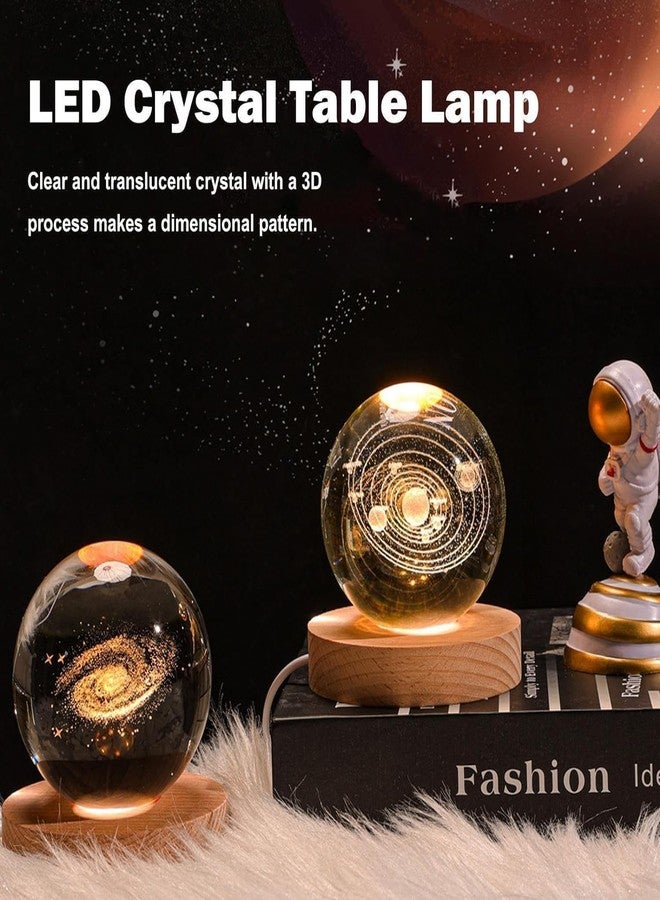 Errol 3D Crystal Ball Night lamp | USB Cable LED Wooden Base Crystal Ball | Home, Office Decorations Birthday Gifts for Friend, Teens, Boys, Girls (Solar System) - Image 2