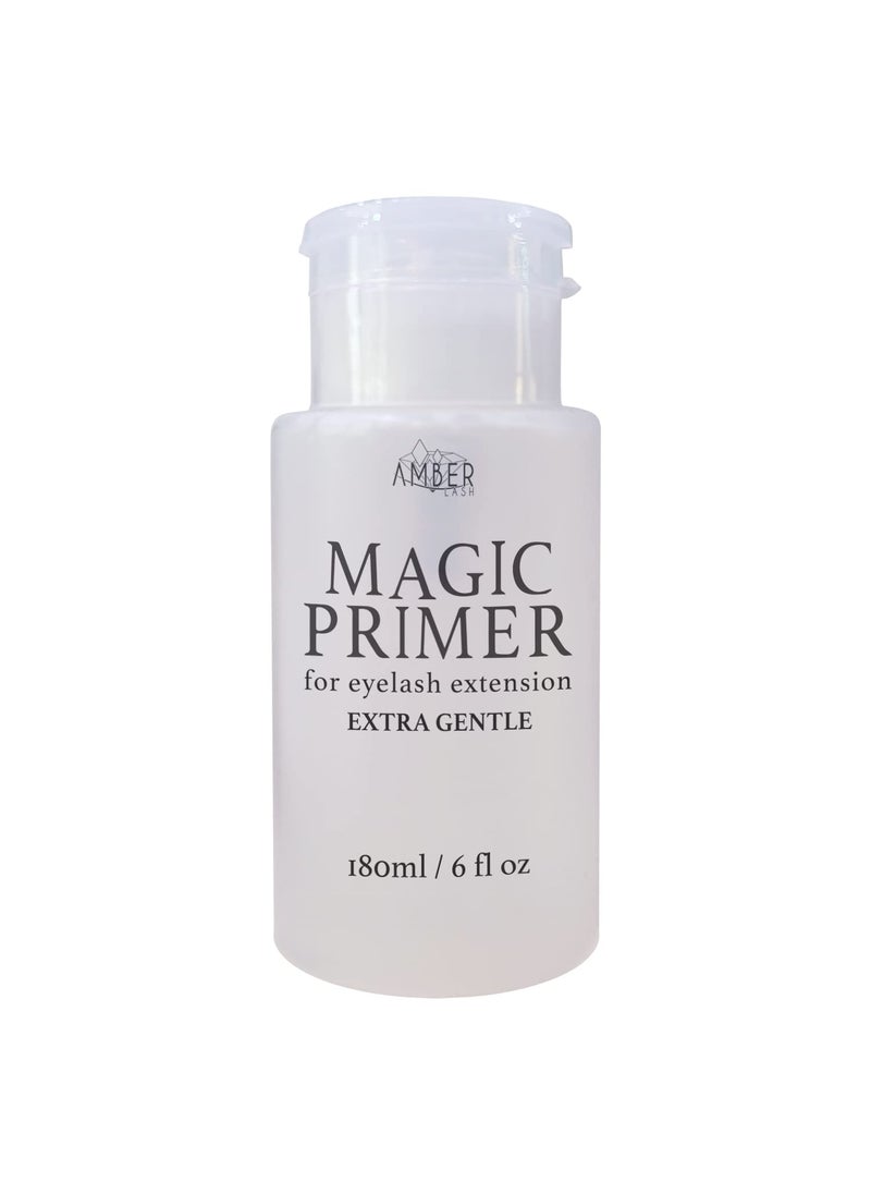 Amber Lash Amber Lash Magic Primer (6.0 fl.oz/180ml) Super Gentle Eyelash Extension Primer to Increases Adhesive Strength and Bonding Retention on Natural Lashes, Remove Makeup Residue, Oil, and dust from lashes 