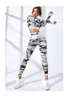 Nona Fashion Women's Sports Set, consisting of a sports top with a thumb hole and high-quality high-waisted pants, suitable for exercise