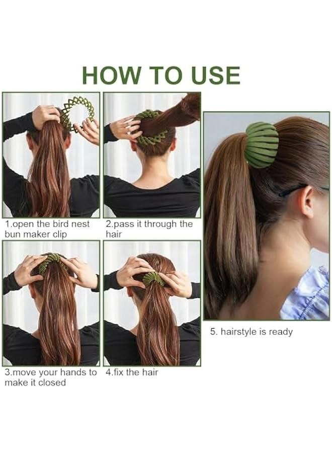 Generic Magic Hair Clip for Women - Expandable Bird Nest Hair Bun Maker for Thin Thick Curly Hair, Plastic Barrettes Scrunchies Ponytail Holder - Image 2