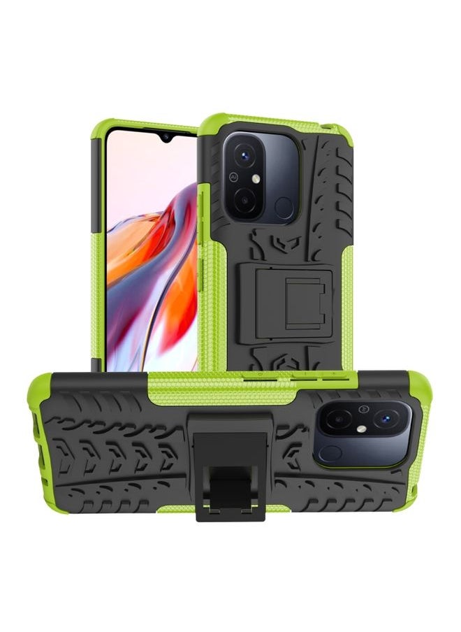 HuHa Case Cover For Xiaomi Poco C55 Tire Texture TPU + PC Phone Case with Holder Green 
