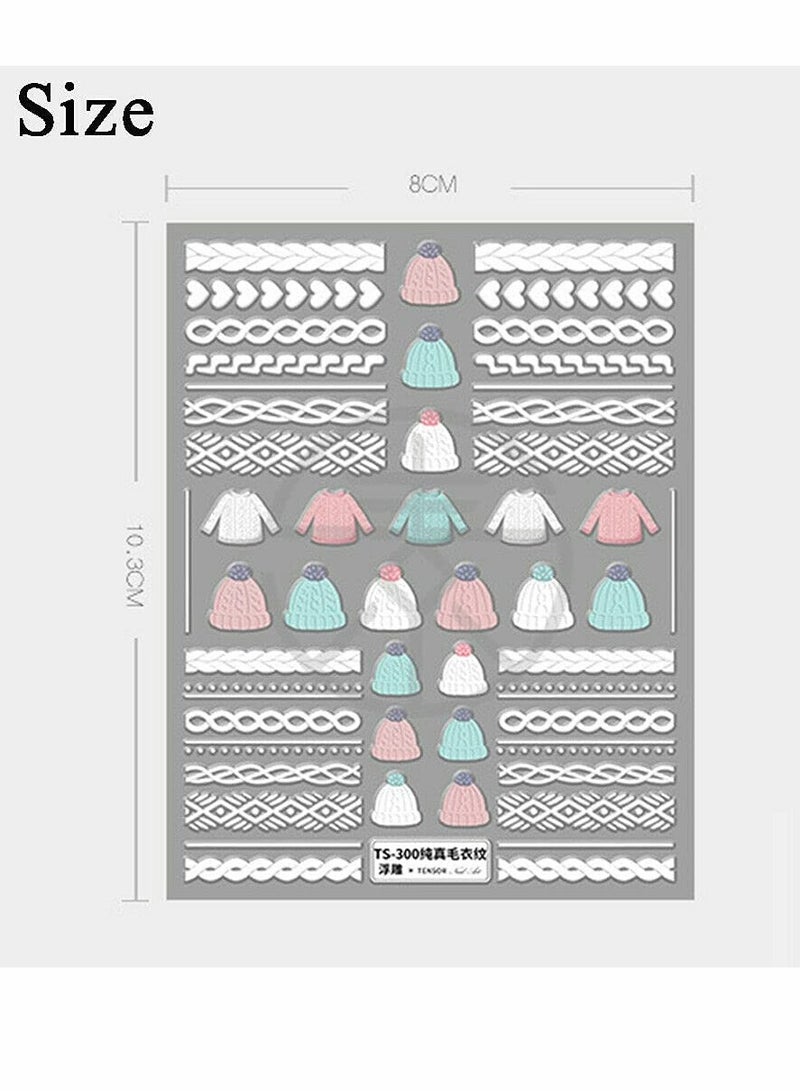 KASTWAVE Nail Stickers, Frosted Thin Transparent Embossed Nail Stickers, Elegant Sweater Sticker, Nails Decal Diy Nail Art 3d Acrylic Engraved, Nail Sticker Nail Art Decoration, 4 Sheet/Set - Image 3