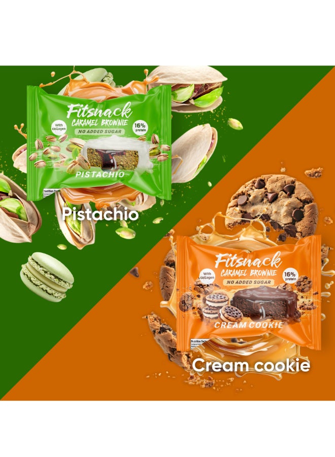 Fitsnack Brownie Pistachio Cream Flavor Soft Baked Protein Bar, No Added Sugar, Pistachio Chocolate Snack - Image 3
