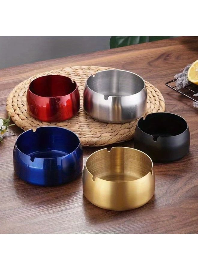 Black Stainless Steel Windproof Ashtray Thickened Creative Outdoor Smoking Accessory - Image 1