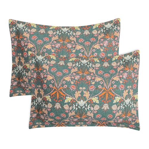 Lady Ann Cotton Quilted King Size Pillow Shams 20x36, Vibrant Paisley Floral Pattern Plant Botanical Printed King Size Pillow Cases Set of 2, Decorative Soft & Cozy Pillow Covers for Bed - Image 1
