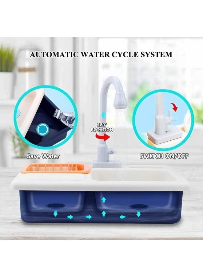 Bukela Kids Play Kitchen Sink Toy - Electric Dishwasher with Automatic Water Circulation & Tap, Toddler Pretend Toy for Boys & Girls as Holiday Birthday Gift (Pink) - Image 3