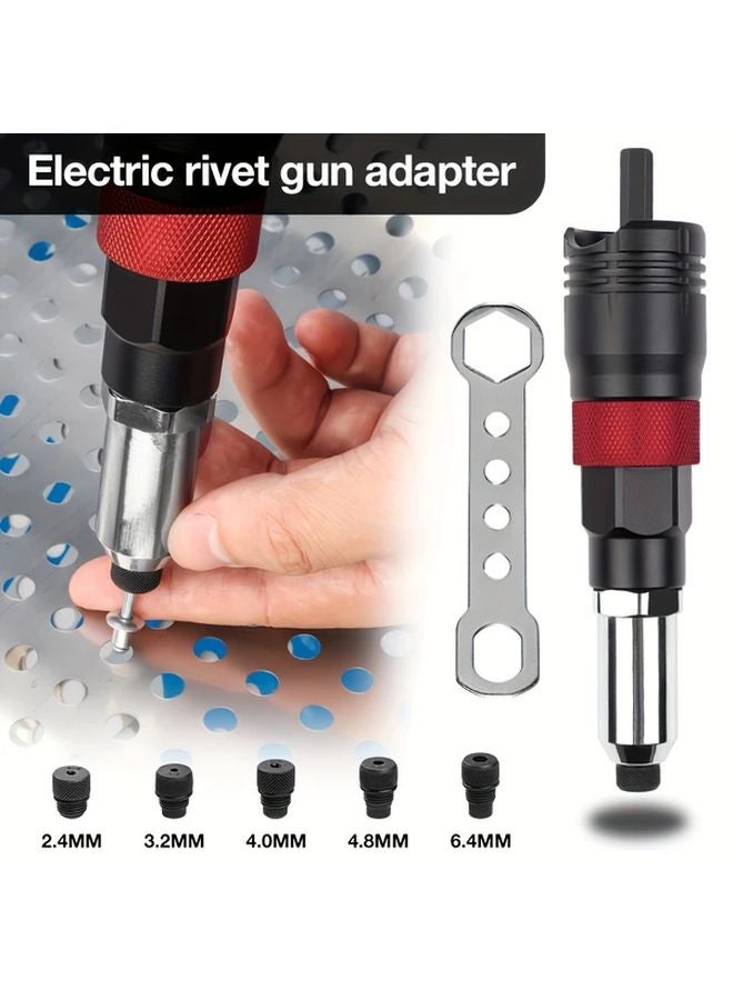 Rivet Gun Adapter Kit With Wrench Interchangeable Heads And Drill Set - Image 5