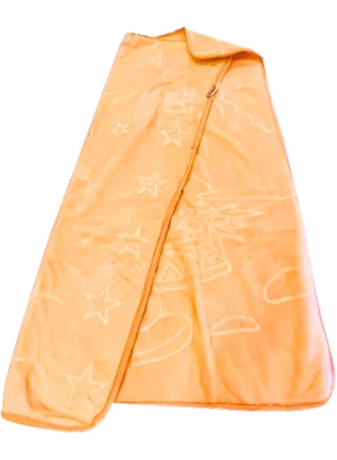 بطانية صوف قطيفة محفورة مزدوجة الطبقات للبنات والاولاد خفيفة الوزن ومريحة ودافئة بتصميم ملون مناسبة للمنزل والسرير والاريكة والاستخدام المدرسي، 110 × 90 سم (بيج ذهبي) - Image 3