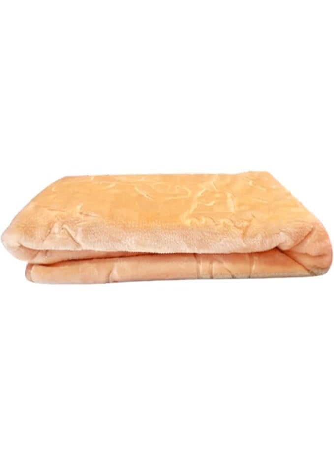 بطانية صوف قطيفة محفورة مزدوجة الطبقات للبنات والاولاد خفيفة الوزن ومريحة ودافئة بتصميم ملون مناسبة للمنزل والسرير والاريكة والاستخدام المدرسي، 110 × 90 سم (بيج ذهبي) - Image 2