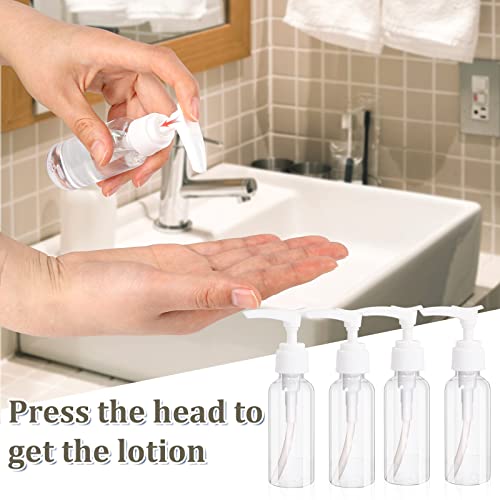 Sliverdew 4 Pack Transparent Travel Bottles Empty Plastic Pump Bottles Dispenser Clear Mini Hand Soap Dispenser Foamer Bottle Refillable Travel Pump Bottle for Lotion, Liquids, Toiletries, Shampoo 50ml 1.7oz - Image 4