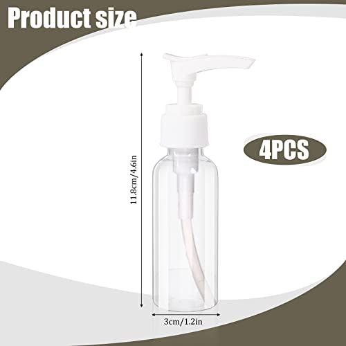 Sliverdew 4 Pack Transparent Travel Bottles Empty Plastic Pump Bottles Dispenser Clear Mini Hand Soap Dispenser Foamer Bottle Refillable Travel Pump Bottle for Lotion, Liquids, Toiletries, Shampoo 50ml 1.7oz - Image 3