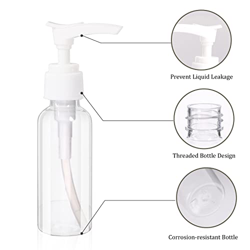Sliverdew 4 Pack Transparent Travel Bottles Empty Plastic Pump Bottles Dispenser Clear Mini Hand Soap Dispenser Foamer Bottle Refillable Travel Pump Bottle for Lotion, Liquids, Toiletries, Shampoo 50ml 1.7oz - Image 2