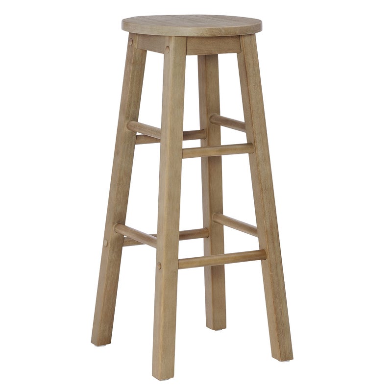 Linon Zeke Grey Wash 29" Barstool with Round Seat - Image 1