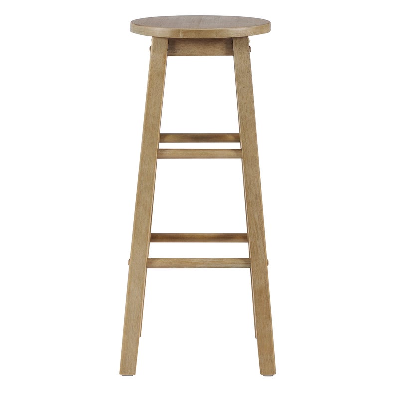 Linon Zeke Grey Wash 29" Barstool with Round Seat - Image 5