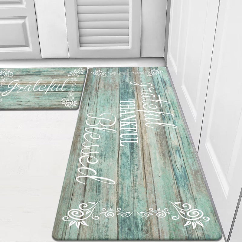 HEBE Anti Fatigue Kitchen Mat Set of 2 Non Slip Cushioned Kitchen Mats for Floor Waterproof Farmhouse Kitchen Rugs and Mats Set Comfort Standing Desk Mat Carpet for Sink,Office,Laundry - Image 1