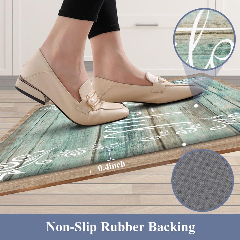 HEBE Anti Fatigue Kitchen Mat Set of 2 Non Slip Cushioned Kitchen Mats for Floor Waterproof Farmhouse Kitchen Rugs and Mats Set Comfort Standing Desk Mat Carpet for Sink,Office,Laundry - Image 5