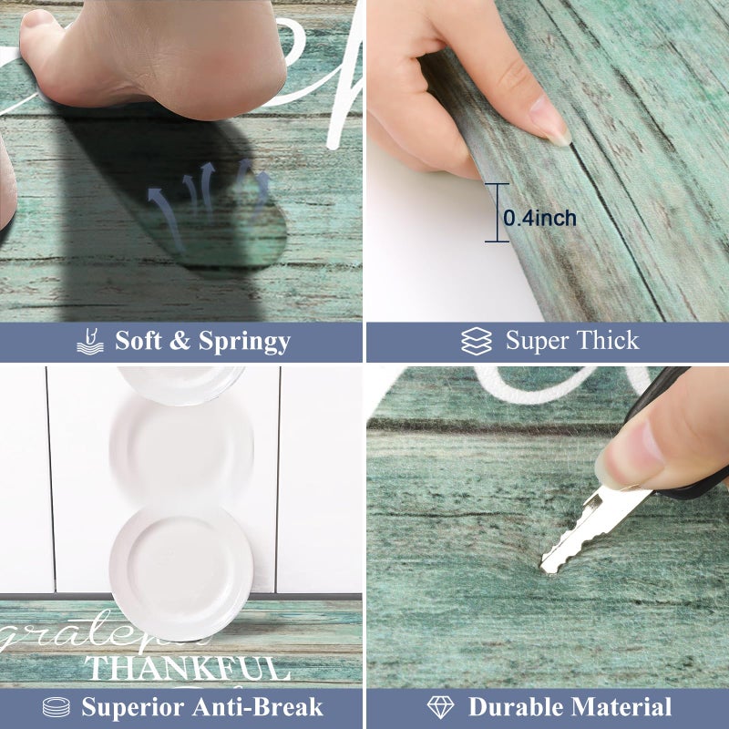 HEBE Anti Fatigue Kitchen Mat Set of 2 Non Slip Cushioned Kitchen Mats for Floor Waterproof Farmhouse Kitchen Rugs and Mats Set Comfort Standing Desk Mat Carpet for Sink,Office,Laundry - Image 3