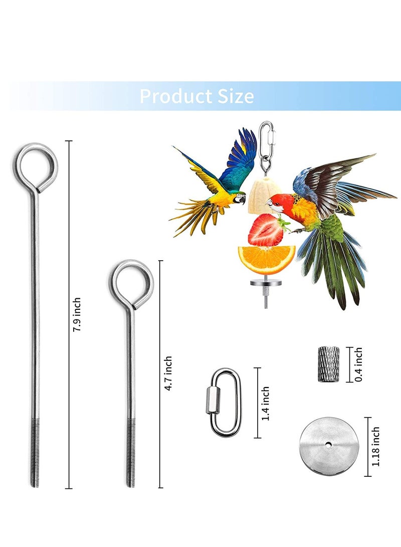 SOLARAE Bird Feeder for Cage, Bird Foraging Toy, Stainless Steel Bird Food Holder, Small Animal Fruit Vegetable Stick Skewer, Hanging Food Feeding Treating Tool for Parrots Cockatiel Cage 2 Long Add 2 Short - Image 3