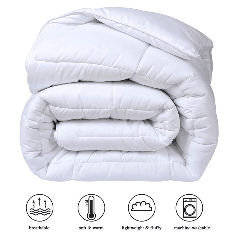 COHOME King Size Cooling Comforter All-Season Quilted Down Alternative Duvet Insert Luxury Hotel Reversible Winter Warm Comforter with Anti-Clump Tech & 8 Tabs - Gift for Women & Men - White 90"x102" - Image 2