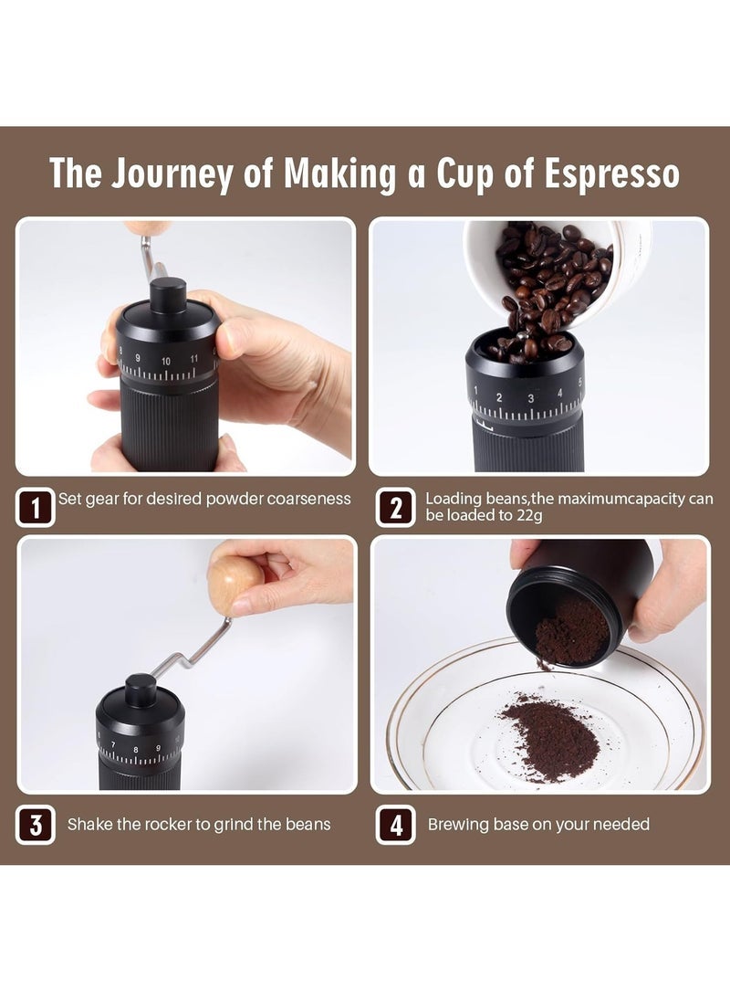 Manual Coffee Grinder, 6 Star Conical Burr, Premium Stainless Steel Hand Coffee Grinder with Adjustable Settings, Perfect for Home, Office, and Camping - Image 5