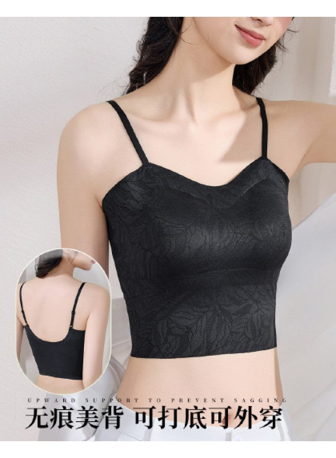 Fenton short Sleeveless Camisole With Built-in Bra, Jacquard Back Design, Outerwear-friendly Women's Top - Image 1
