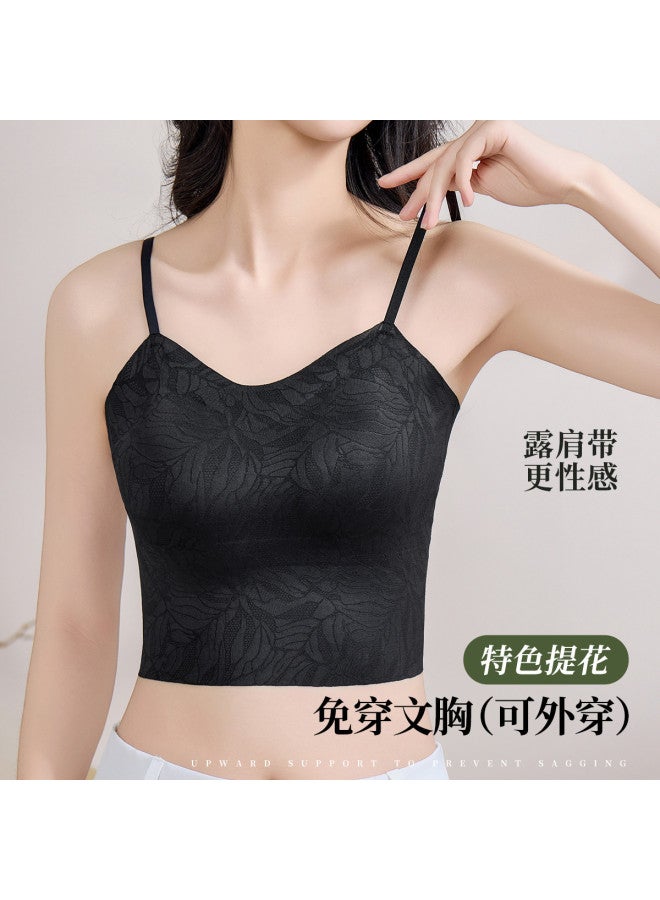 Fenton short Sleeveless Camisole With Built-in Bra, Jacquard Back Design, Outerwear-friendly Women's Top - Image 2