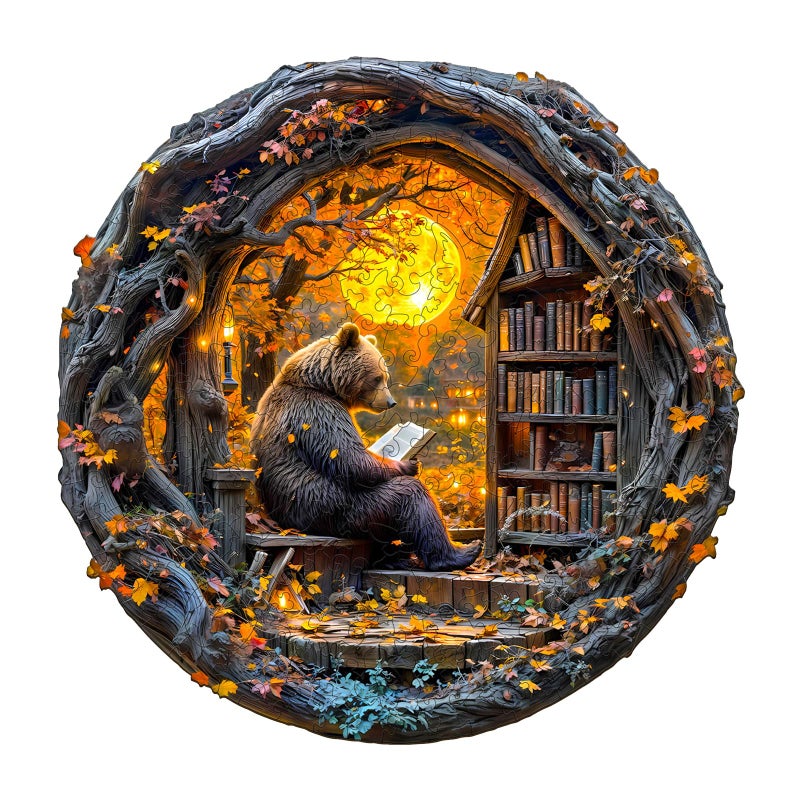 Purdicra Wooden Puzzles for Adults Reading Bear Wooden Jigsaw Puzzle Unique Animal Shaped Wood Puzzles Adult Christmas Birthday Gifts for FriendsFamily Home Decor 134 134in 280pcs - Image 3