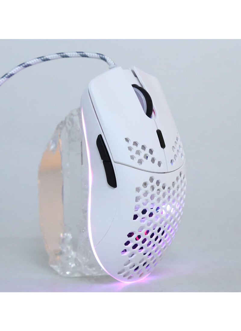 GGOOT J900 Hollow Wired Gaming Mouse, 800 1600 2400 3200 4800 6400 DPI Adjustable Gaming Backlit Computer Mouse, White Ergonomic Portable Mouse  - Image 4