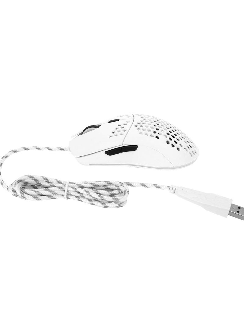 GGOOT J900 Hollow Wired Gaming Mouse, 800 1600 2400 3200 4800 6400 DPI Adjustable Gaming Backlit Computer Mouse, White Ergonomic Portable Mouse  - Image 2
