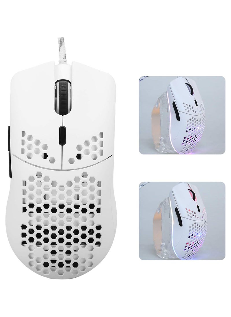 GGOOT J900 Hollow Wired Gaming Mouse, 800 1600 2400 3200 4800 6400 DPI Adjustable Gaming Backlit Computer Mouse, White Ergonomic Portable Mouse  - Image 3
