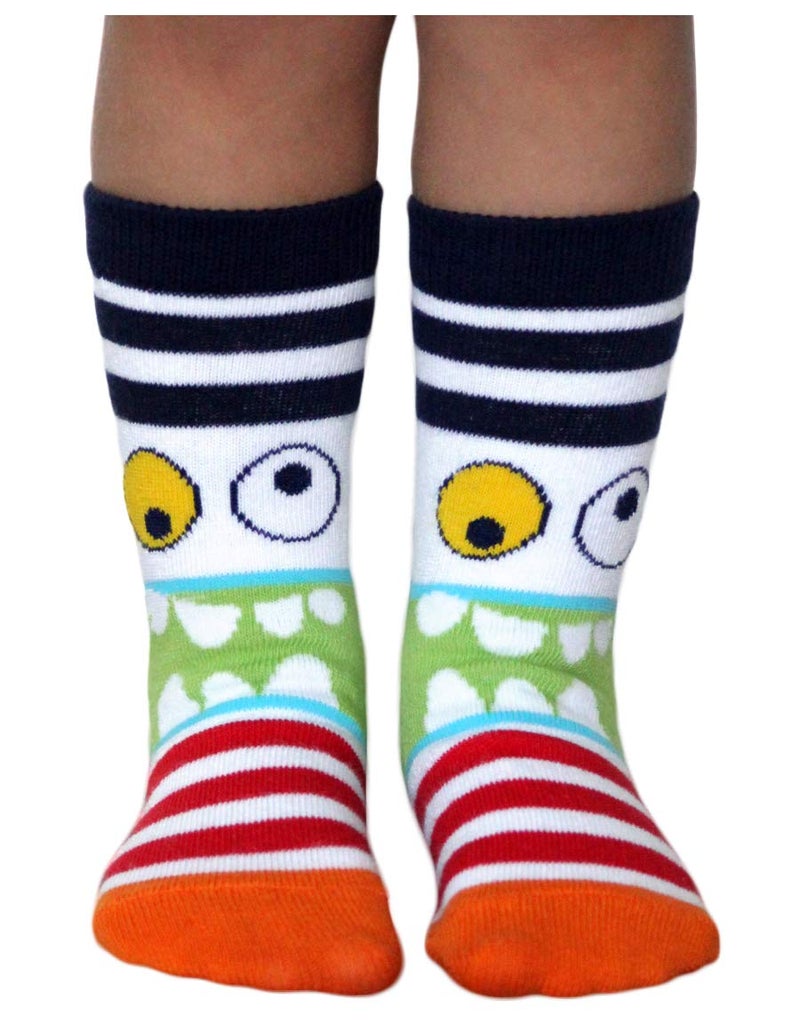Jefferies Socks Little Boy's Monster Pattern Crew Socks 6 Pair Pack Sockshosiery, Multi, Small - Image 2