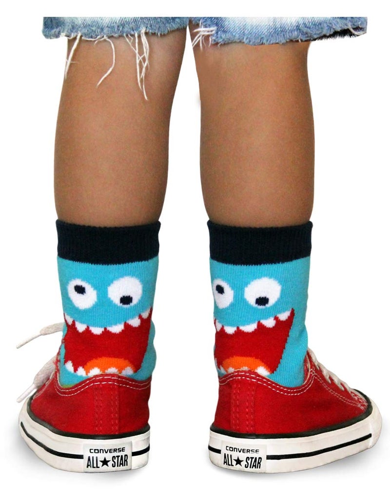 Jefferies Socks Little Boy's Monster Pattern Crew Socks 6 Pair Pack Sockshosiery, Multi, Small - Image 3
