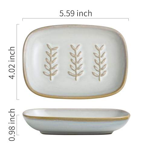 Miamolo Soap Dish Bar Cleaner Dish for Shower, Ceramic Soap Dishes for Bar Shampoo or Sponge, Shower Soap Dish Soap Saver Tray for Bathroom Kitchen Sink, Easy to Clean - Image 2