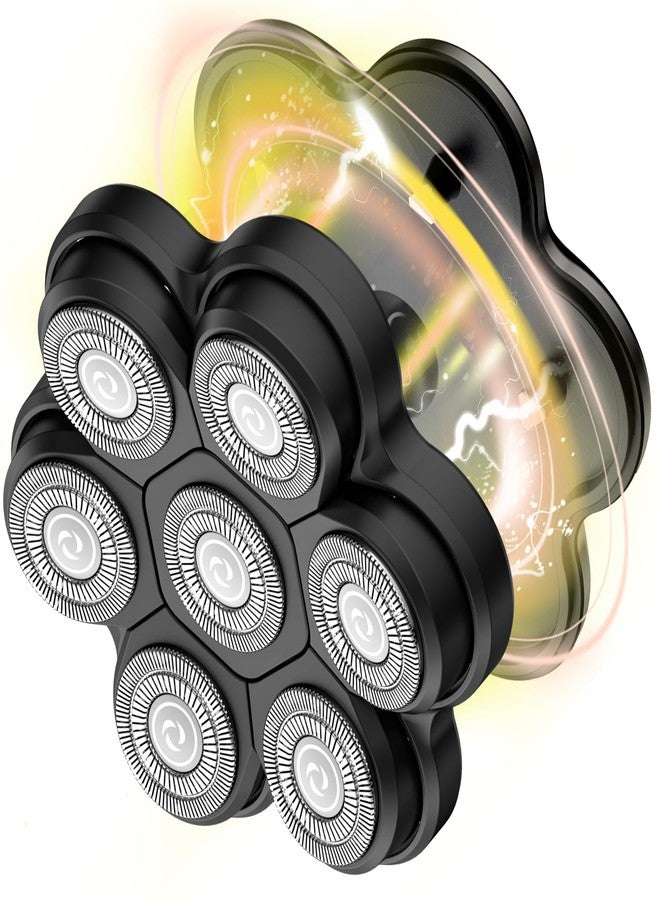 seminhoof Universal Head Shaver Replacement Heads Magnetic 7 Blades Head Shavers Replacement Blades Compatible with Freebird Shaver & Other Brands (hmblack7) - Image 1