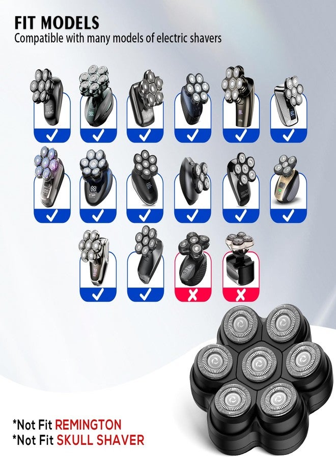 seminhoof Universal Head Shaver Replacement Heads Magnetic 7 Blades Head Shavers Replacement Blades Compatible with Freebird Shaver & Other Brands (hmblack7) - Image 2