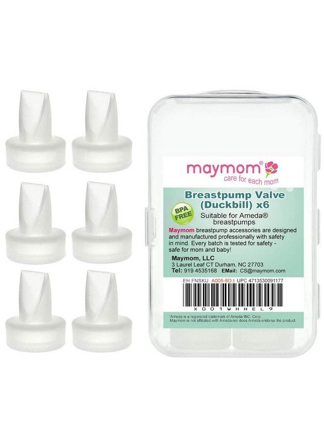 Maymom Pump Valve For Ameda Purely Yours Pumps; 6 Count Duckbills To Replace Ameda Pump Valves; Retail Packaging Factory Sealed; Compatible With Ameda Hygienikit Milk Collection System  - Image 1
