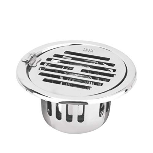 LIPKA Golden Classic Jali Round Floor Drain |304-Grade Stainless Steel |5 x 5 Inches| with Cockroach Trap & Hinge| - Image 1