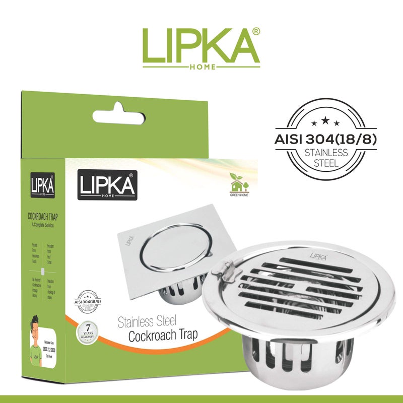 LIPKA Golden Classic Jali Round Floor Drain |304-Grade Stainless Steel |5 x 5 Inches| with Cockroach Trap & Hinge| - Image 4