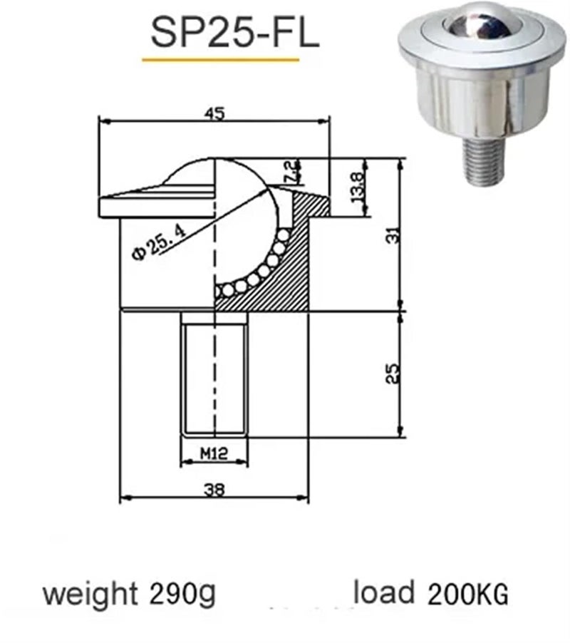 SP25 FL Heavy Duty Universal Caster Wheel With Screw High Load Bearing 360 Degree Rotation - Image 3
