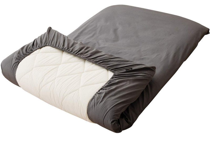 EMOOR 100 Cotton Cover Elastic Fitted Sheet for Japanese Futon Mattress EMColor TwinTwinLong Size Gray Made in Japan
