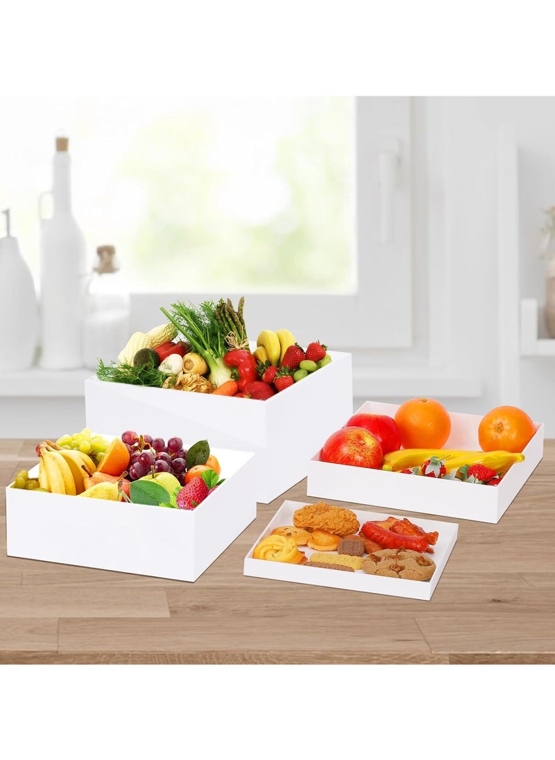Acrylic Risers for Display,White Acrylic Cube Box Dessert Display Stand with Hollow Bottoms 4 Different Size Acrylic Product Display Risers for Party Decor (White(9'' x 10'' x 11'' x 12''))