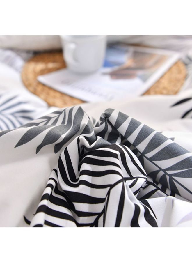 NIBEMINENT 3-Piece Bedding Set Fabric White/Grey Quilt Cover 150x200 cm, Bed Sheet 160x220 Pillow 48x75cm  - Image 4